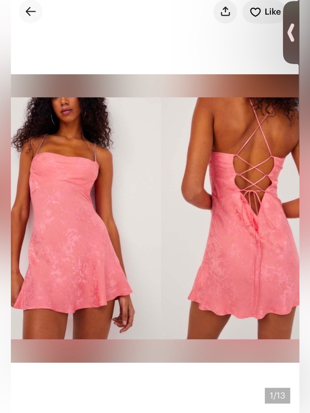 For Love And Lemons Coral Pink Jacquard Slip Dress